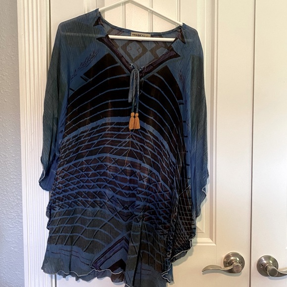 Urban Mangoz Tops - Urban Mangoes blue boho tunic batwing top
